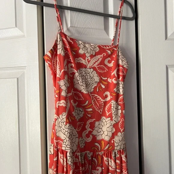 Zara Coral and Cream Floral Dress - Picture 4 of 13